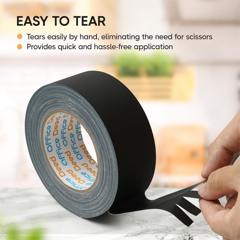 Office Deed Black Gaffers Tape 2 inch X 30 Yard, 6 Pack, Non-Reflective, No Residue, Hand Tear, Waterproof, Matte Black Gaff Tape for Stages, Floor Tape for Electrical Cords (6 Pack) - Image 4
